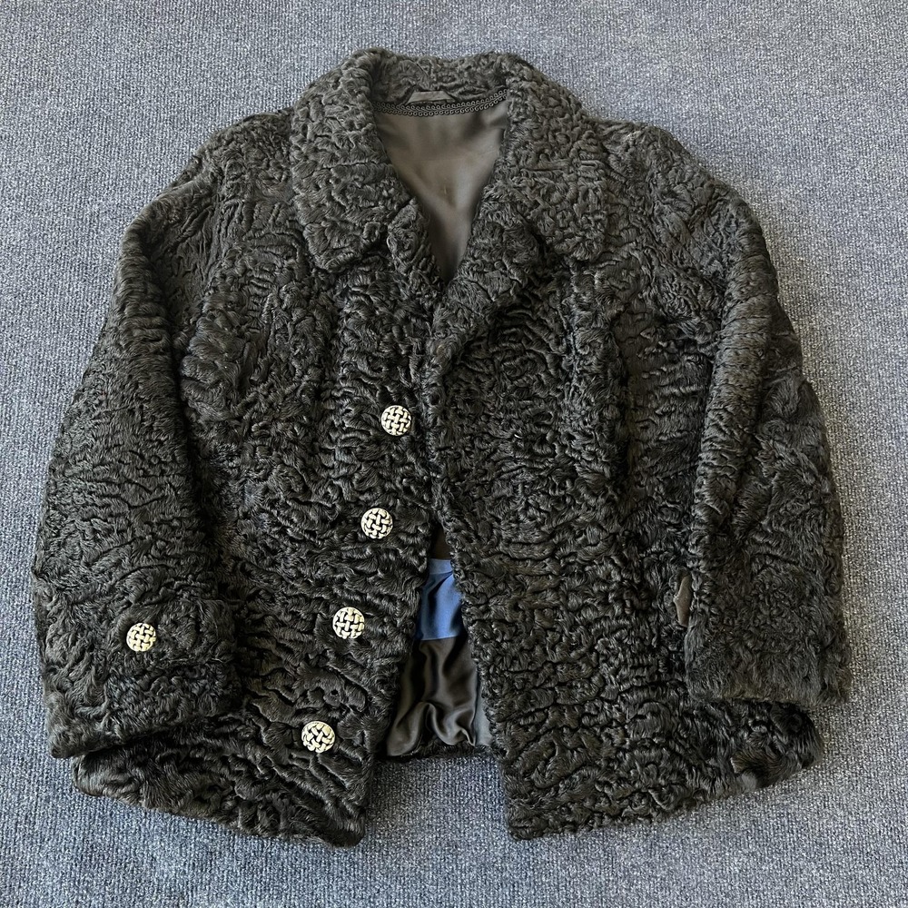 Vintage Swakara Jacket Womens Medium Karakul Lamb Fur South West Africa‎ 60s